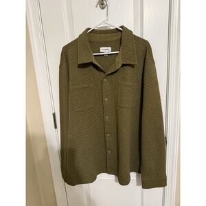 Men's Quilted Knit Shirt Jacket - Goodfellow & Co, 2XL Olive Green